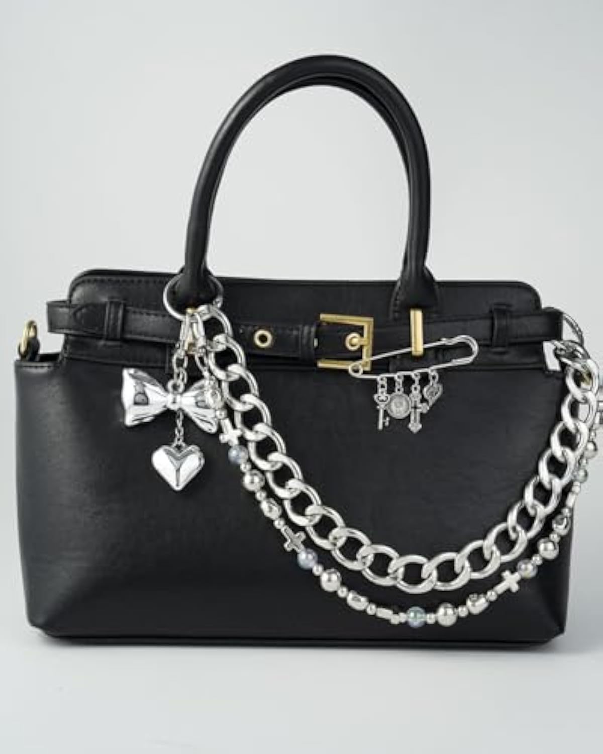 Original 4 in 1 Silver Bag Charms, Bow Bag Charm, Purse Charms, Purse Keychain, Bag Accessories Charms, Cute Purse Charms for Handbags Designer