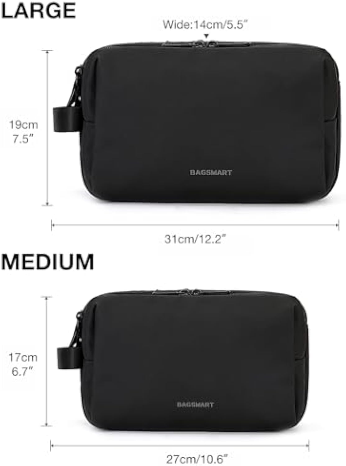 Toiletry Bag for Men, Travel Toiletry Organizer Dopp Kit Water-resistant Shaving Bag for Toiletries Accessories, Door Room Essentials, Black-medium