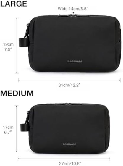 Toiletry Bag for Men, Travel Toiletry Organizer Dopp Kit Water-resistant Shaving Bag for Toiletries Accessories, Door Room Essentials, Black-medium