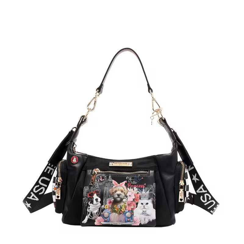 Family Yearbook Shoulder Bag, Women's Medium PU Leather Bag With Main Zip Closure