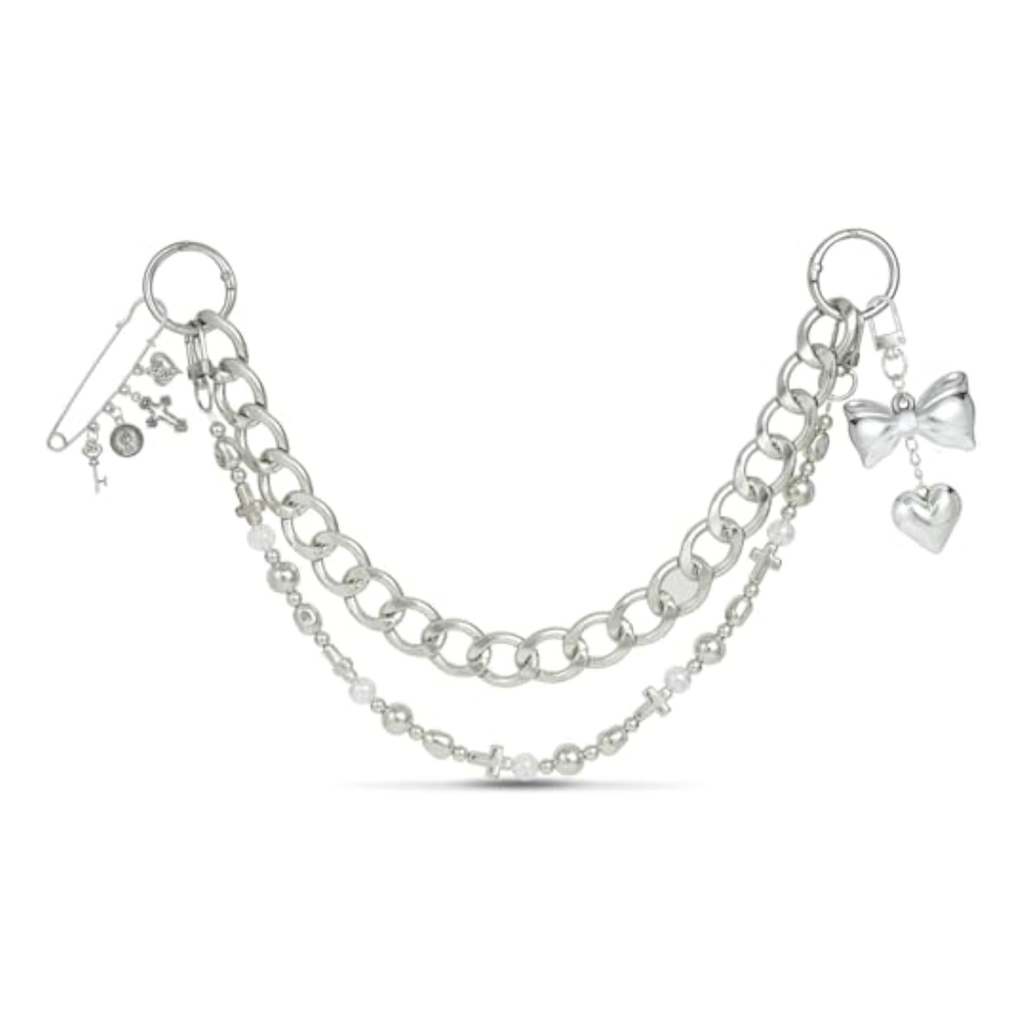 Original 4 in 1 Silver Bag Charms, Bow Bag Charm, Purse Charms, Purse Keychain, Bag Accessories Charms, Cute Purse Charms for Handbags Designer