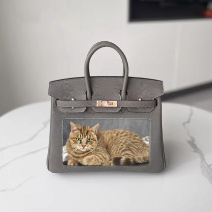 Handcrafted Genuine Leather Women's Bag - Elephant Gray, 30cm