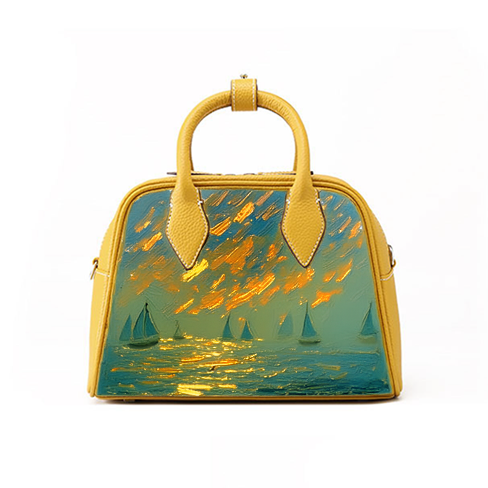 Handcrafted Full-Grain Leather Boston Pillow Tote