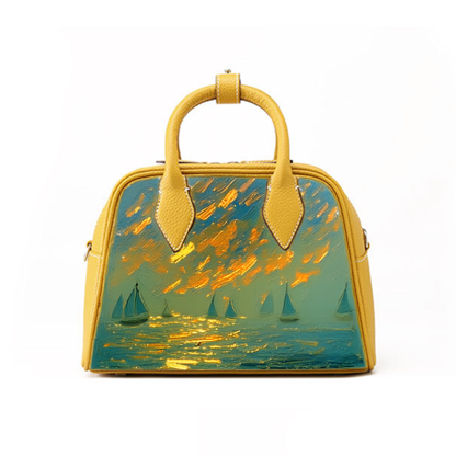 Handcrafted Full-Grain Leather Boston Pillow Tote