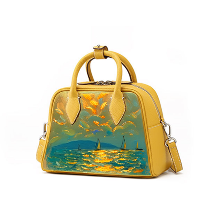 Handcrafted Full-Grain Leather Boston Pillow Tote