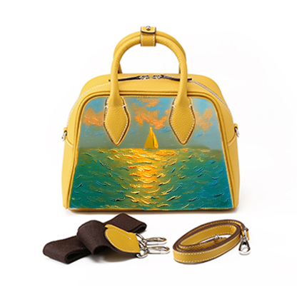 Handcrafted Full-Grain Leather Boston Pillow Tote