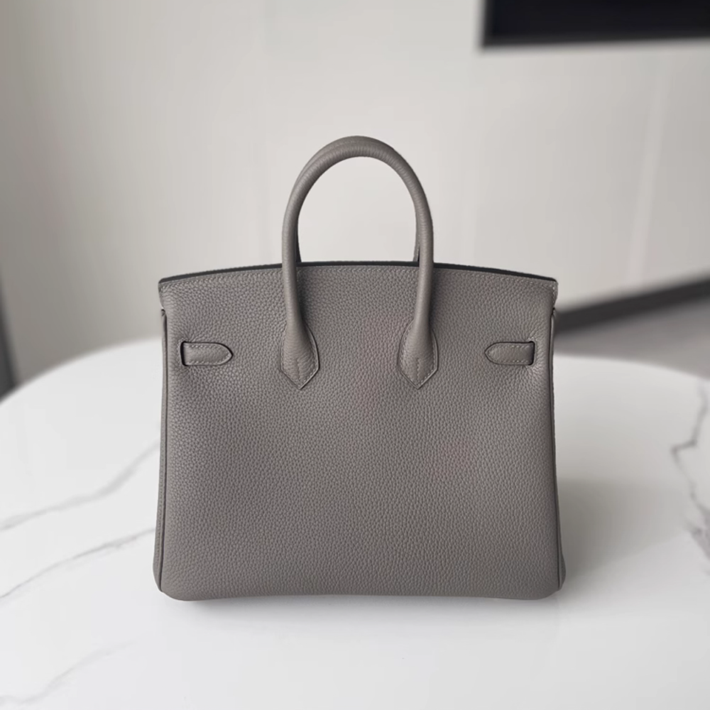 Handcrafted Genuine Leather Women's Bag - Elephant Gray, 30cm