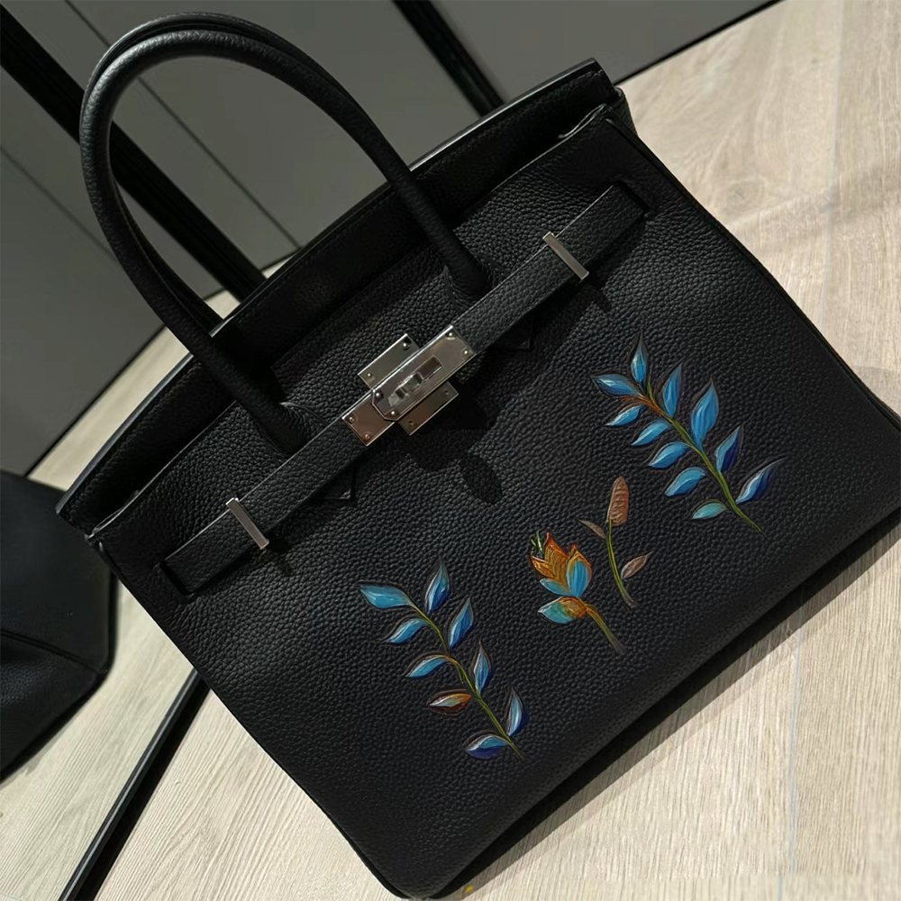 Handcrafted Genuine Leather Women's Bag - Black, 30cm