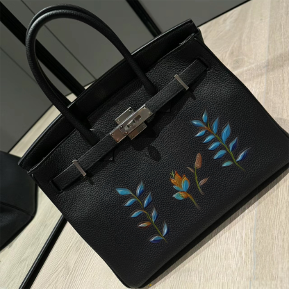 Handcrafted Genuine Leather Women's Bag - Black, 30cm