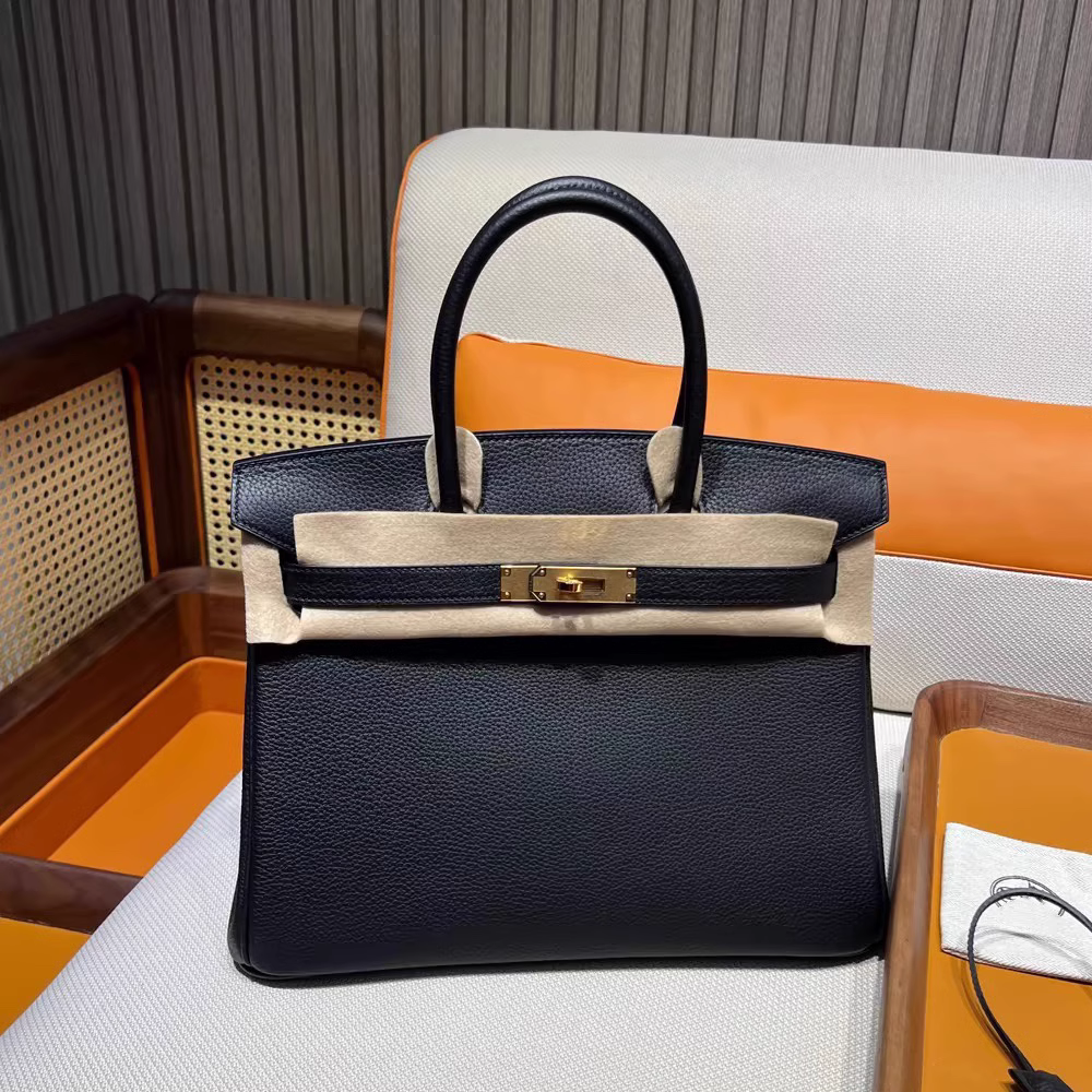 Handcrafted Genuine Leather Women's Bag - Black, 30cm