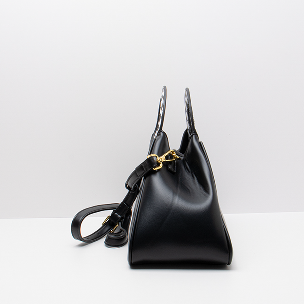 Handcrafted Vintage-Inspired Black Leather Tote Bag for Women
