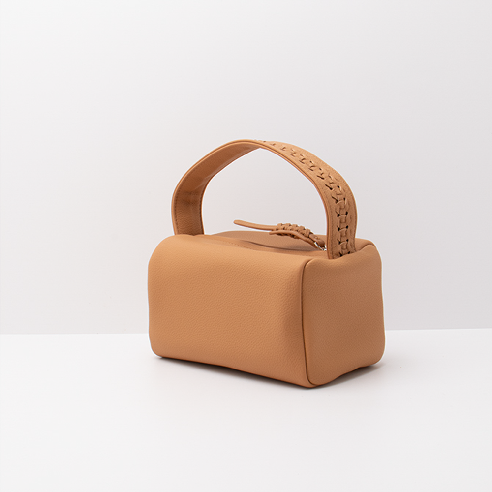 Handcrafted Orange Leather Simplistic Shoulder & Hand Tote