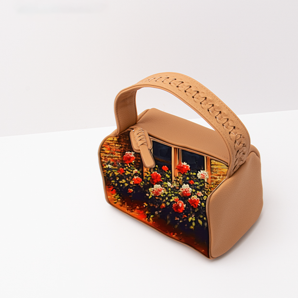 Handcrafted Orange Leather Simplistic Shoulder & Hand Tote