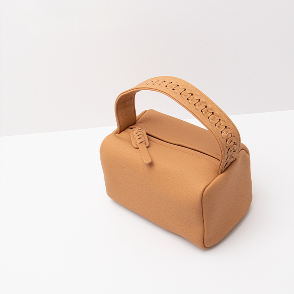 Handcrafted Orange Leather Simplistic Shoulder & Hand Tote