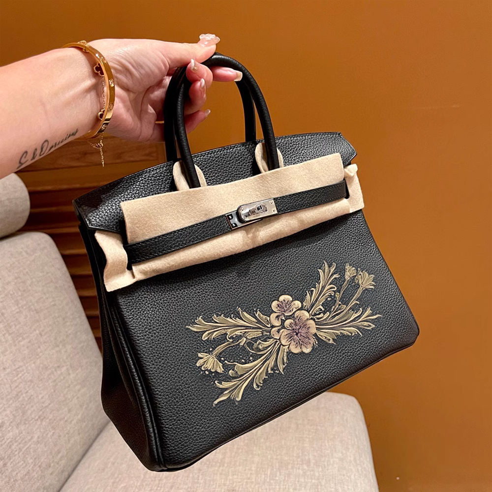 Handcrafted Genuine Leather Women's Bag - Black, 30cm