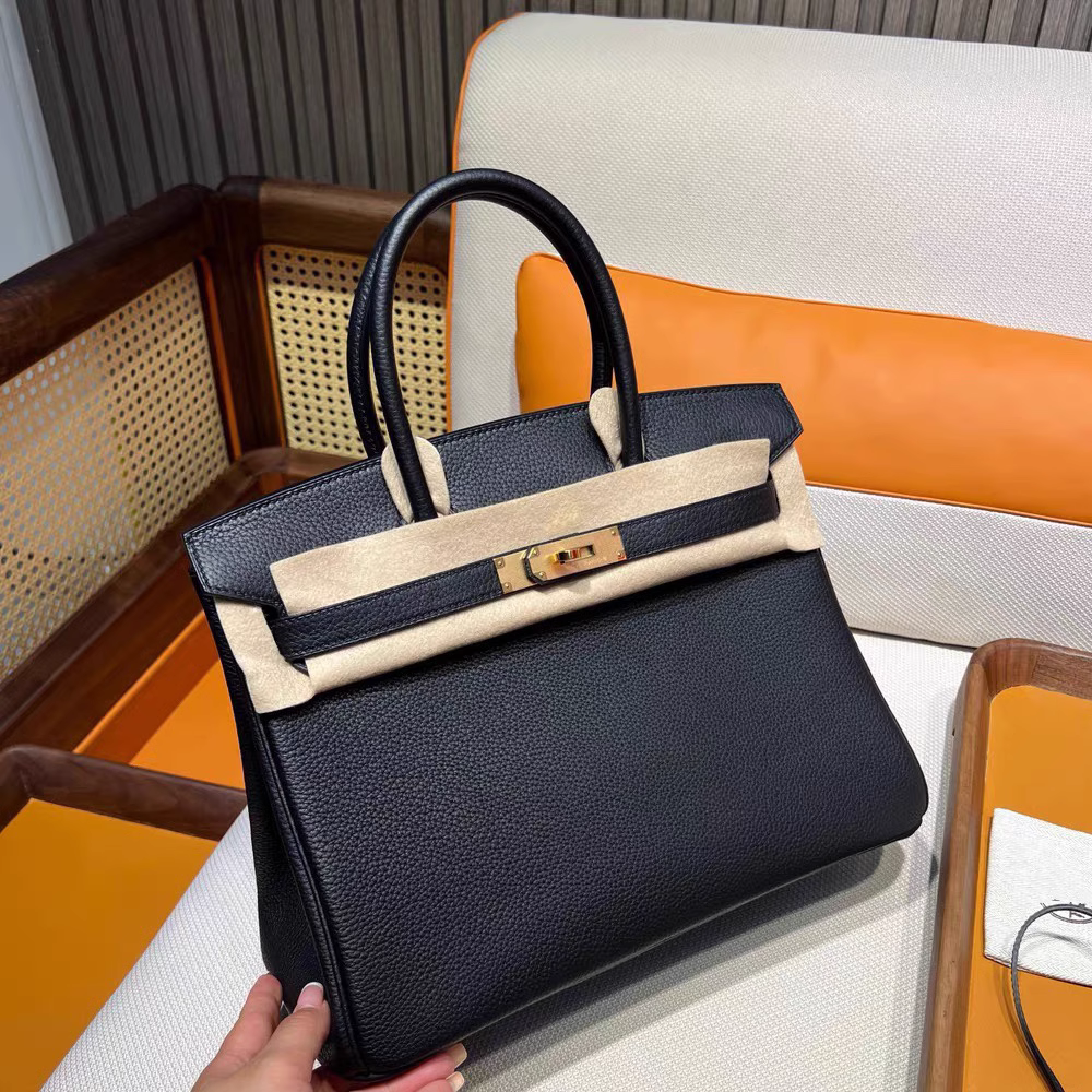 Handcrafted Genuine Leather Women's Bag - Black, 30cm