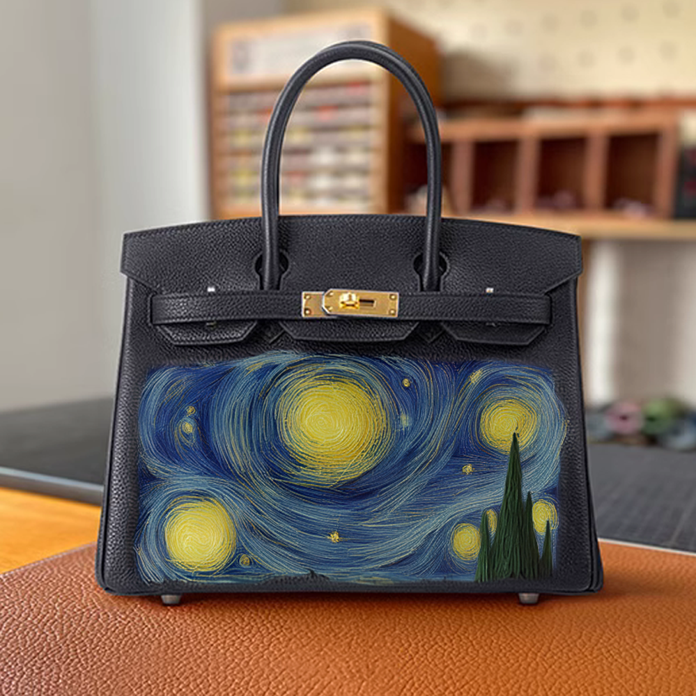 Handcrafted Genuine Leather Women's Bag - Black, 30cm