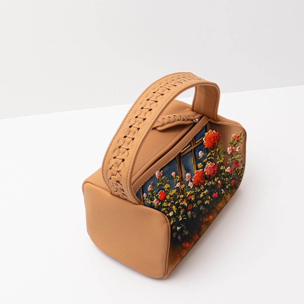 Handcrafted Orange Leather Simplistic Shoulder & Hand Tote