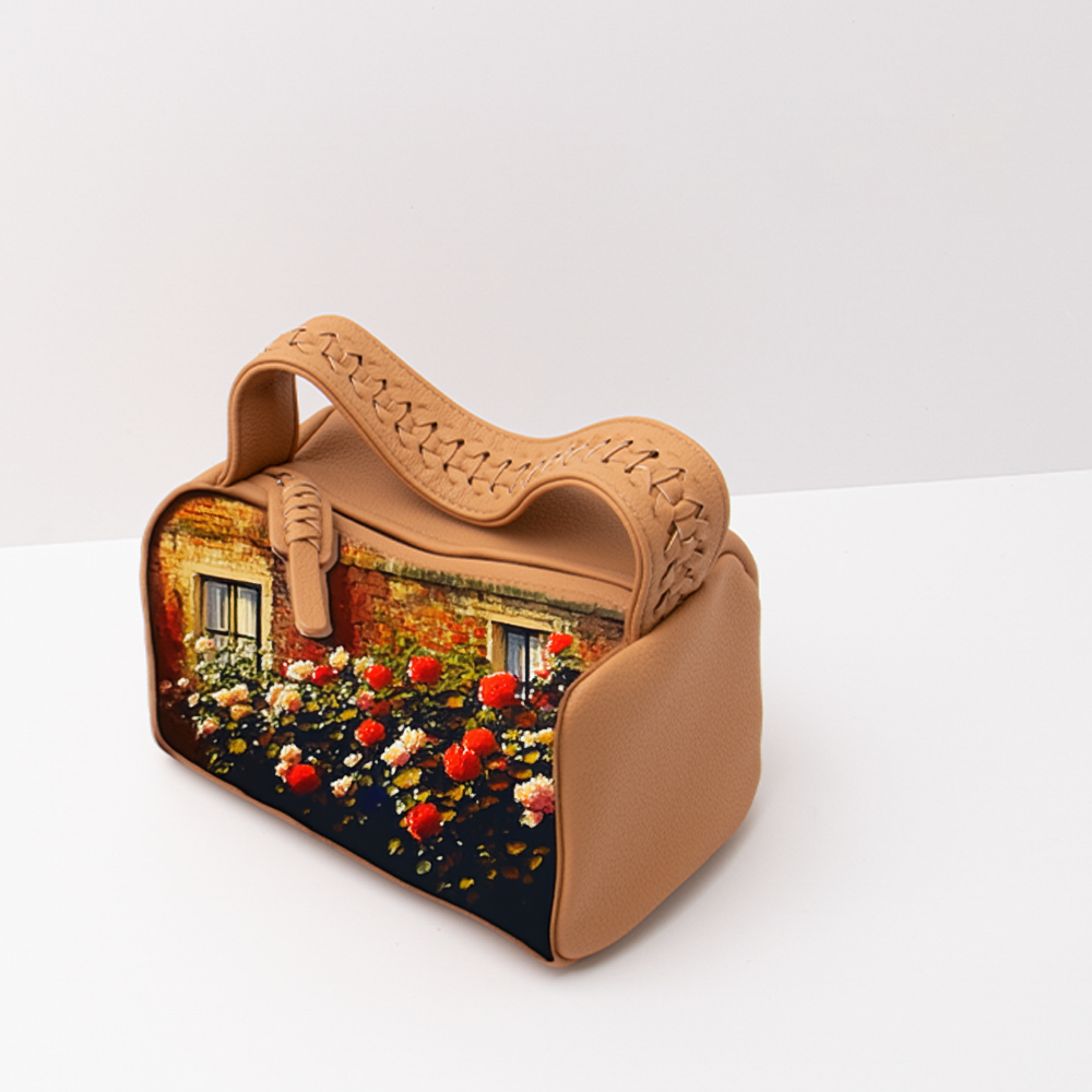 Handcrafted Orange Leather Simplistic Shoulder & Hand Tote