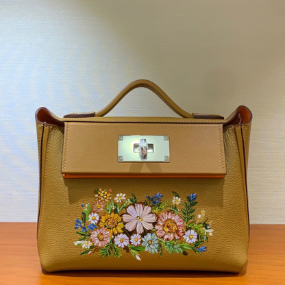 Handcrafted Genuine Leather Women's Bag - Earth Yellow, 25cm