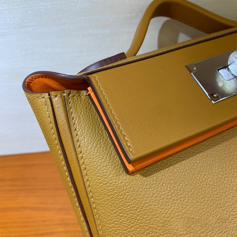 Handcrafted Genuine Leather Women's Bag - Earth Yellow, 25cm