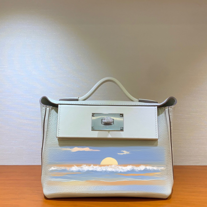 Handcrafted Genuine Leather Women's Bag - Milkshake White, 25cm