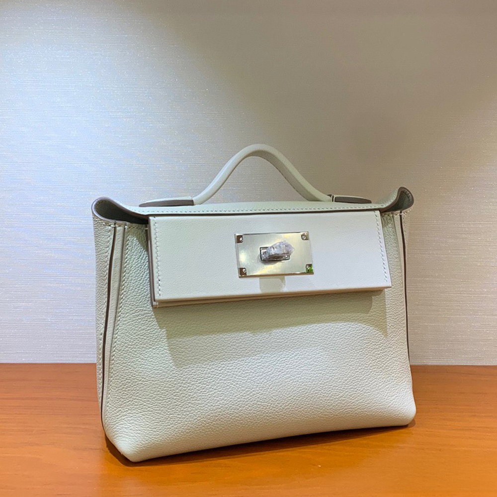Handcrafted Genuine Leather Women's Bag - Milkshake White, 25cm