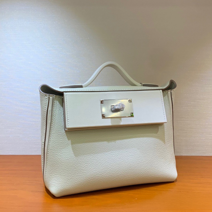 Handcrafted Genuine Leather Women's Bag - Milkshake White, 25cm