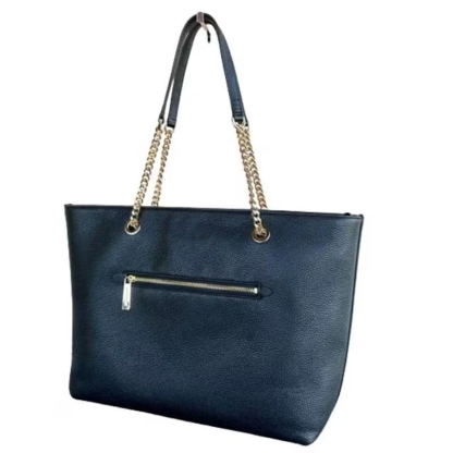 Medium Front Pocket Chain Tote Bag Purse (Black)