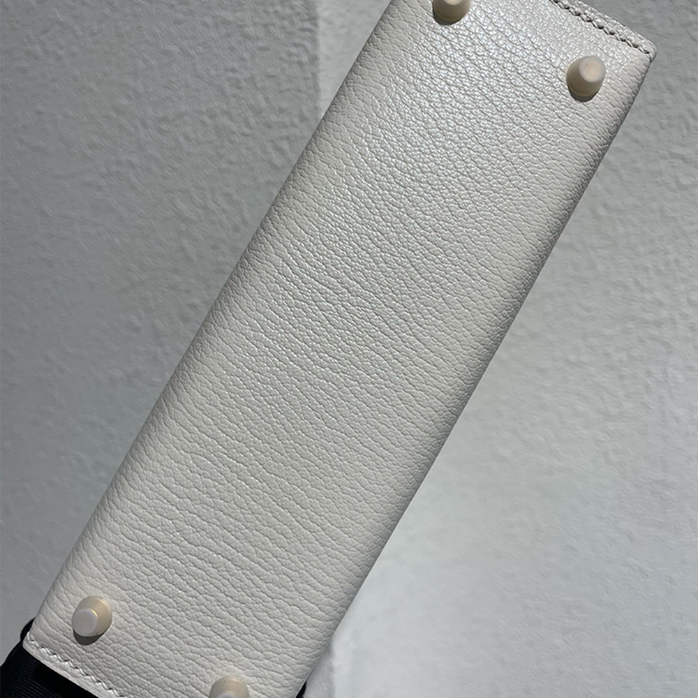 Handcrafted Genuine Leather Women's Bag - Milkshake White, 25cm