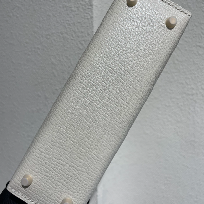 Handcrafted Genuine Leather Women's Bag - Milkshake White, 25cm