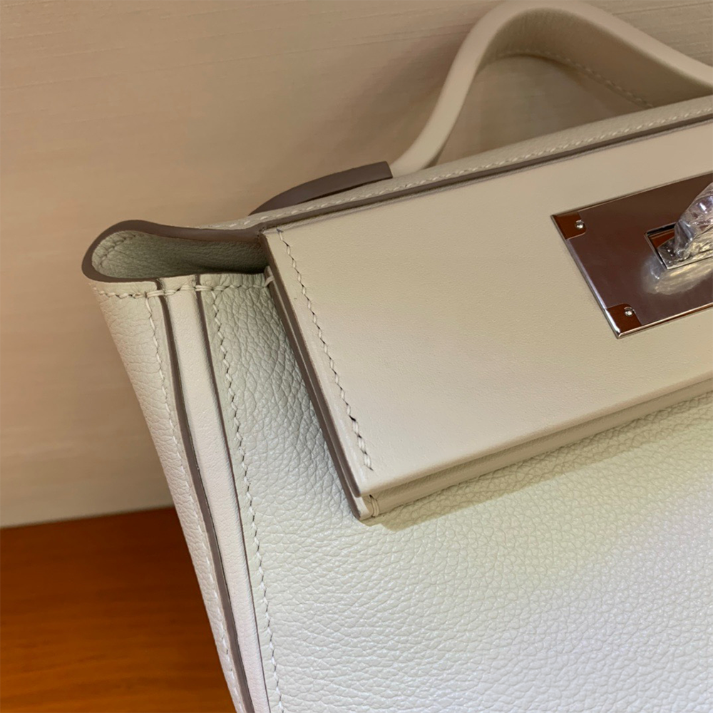 Handcrafted Genuine Leather Women's Bag - Milkshake White, 25cm