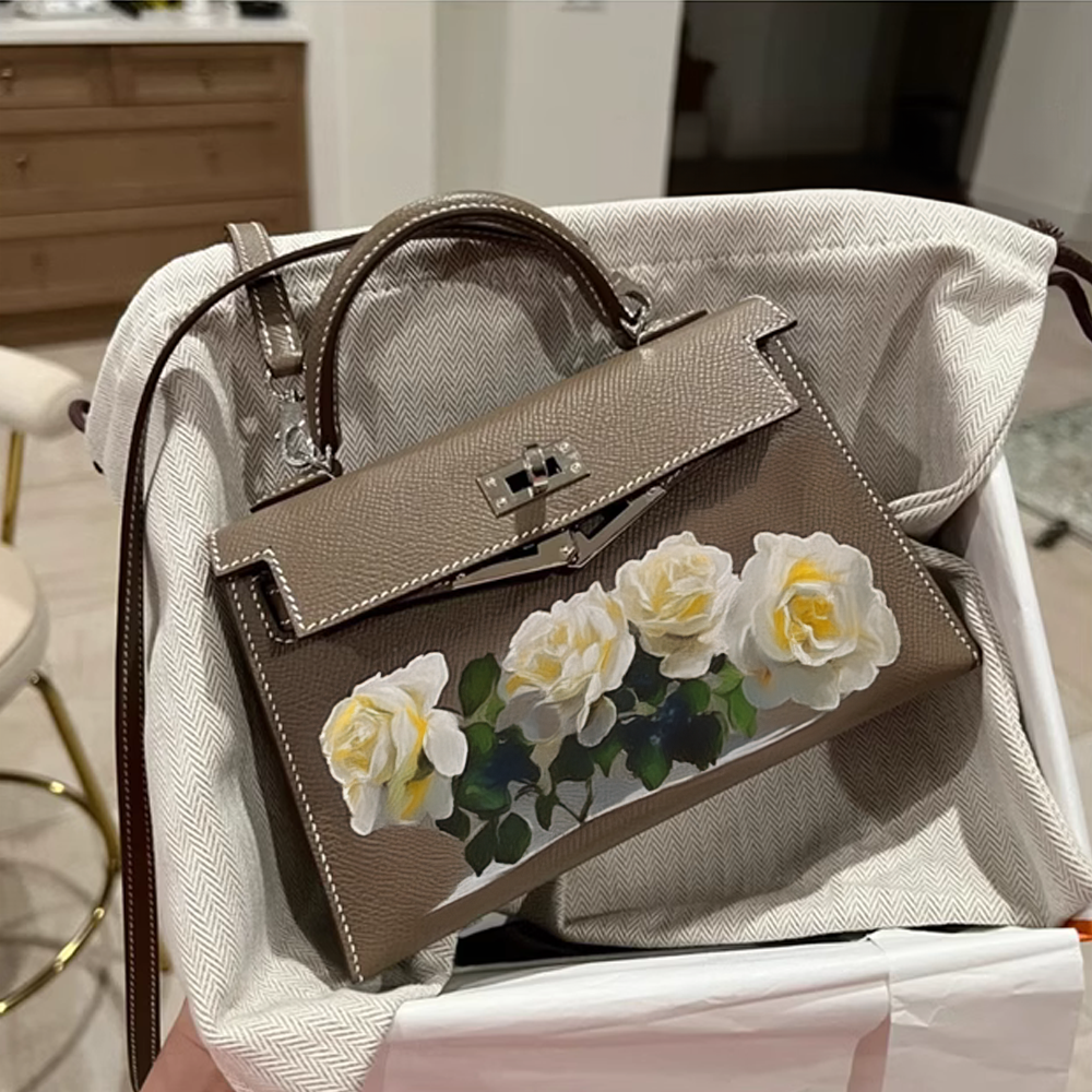 Handcrafted Genuine Leather Women's Bag - Elephant Gray, 25cm