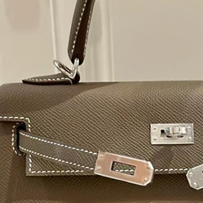 Handcrafted Genuine Leather Women's Bag - Elephant Gray, 25cm