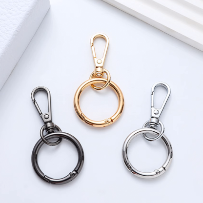 Bag strap with chain connection, spring clip, and open ring