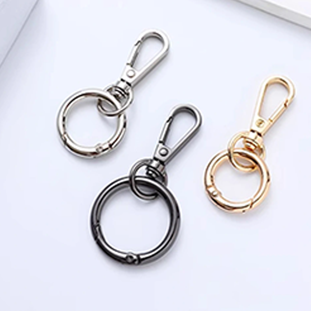 Bag strap with chain connection, spring clip, and open ring