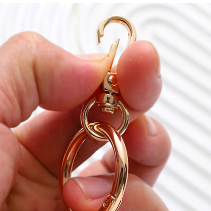 Bag strap with chain connection, spring clip, and open ring