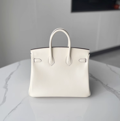 Handcrafted Genuine Leather Women's Bag - Cream White, 30cm