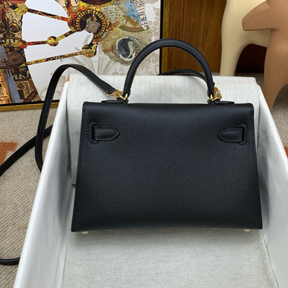 Handcrafted Genuine Leather Women's Bag - Classic Black, 25cm