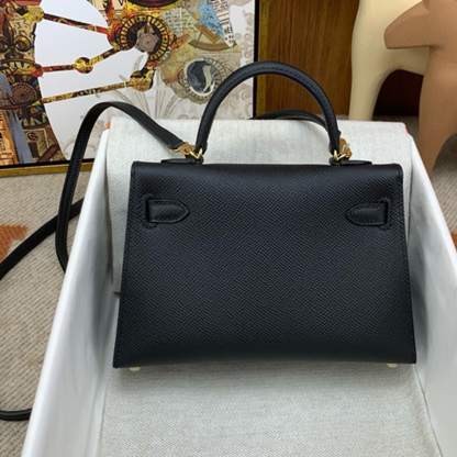 Handcrafted Genuine Leather Women's Bag - Classic Black, 25cm