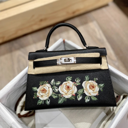 Handcrafted Genuine Leather Women's Bag - Classic Black, 25cm