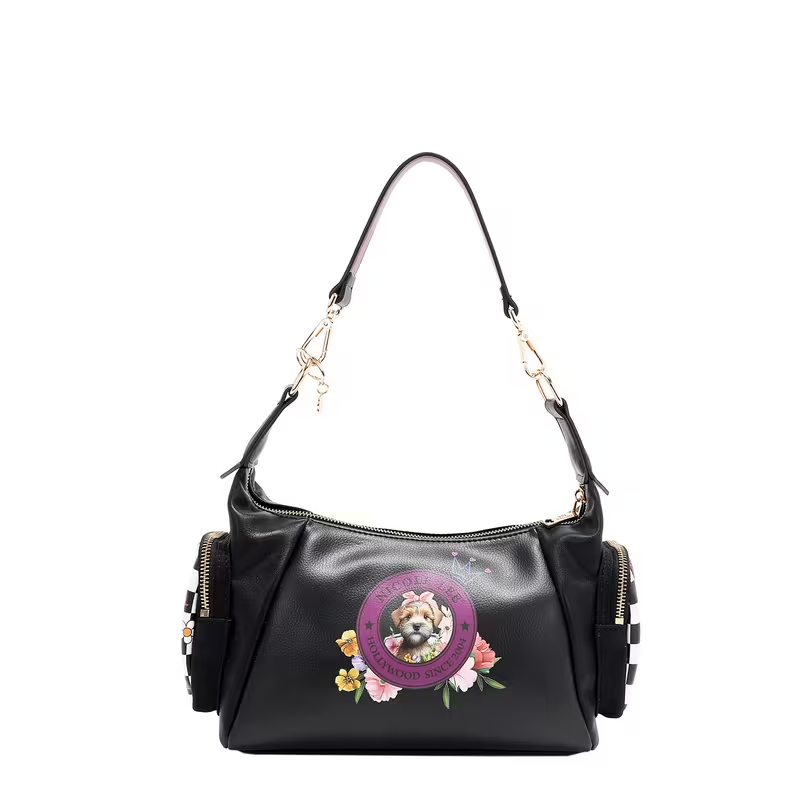 Family Yearbook Shoulder Bag, Women's Medium PU Leather Bag With Main Zip Closure