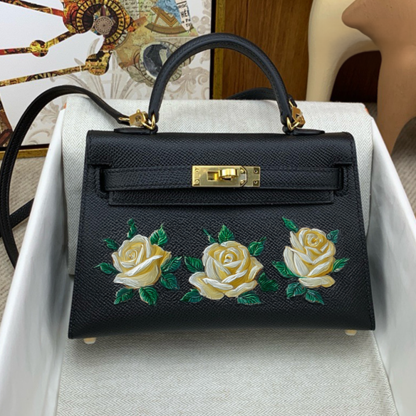 Handcrafted Genuine Leather Women's Bag - Classic Black, 25cm