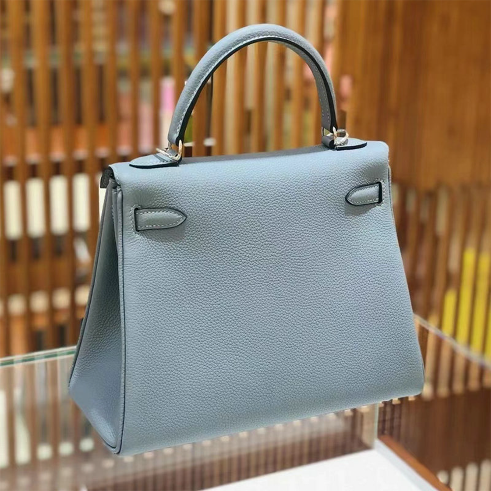 Handcrafted Genuine Leather Women's Bag - Powder Blue, 25cm