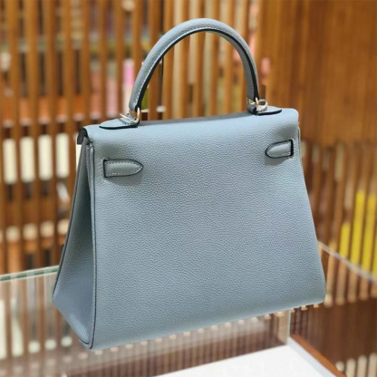 Handcrafted Genuine Leather Women's Bag - Powder Blue, 25cm