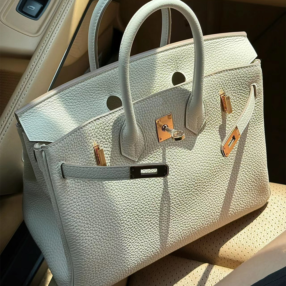 Handcrafted Genuine Leather Women's Bag - Cream White, 30cm