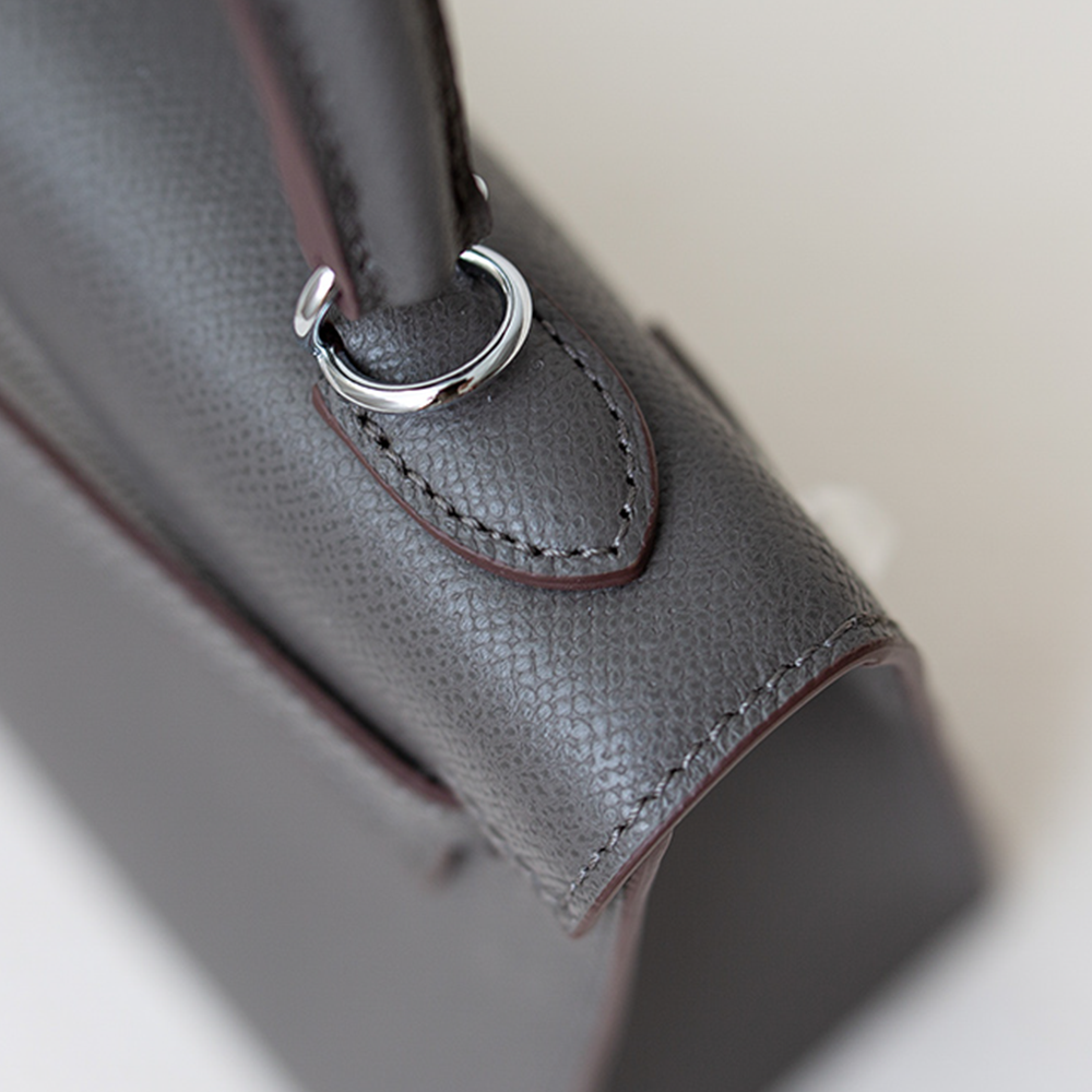 Handcrafted Genuine Leather Women's Bag - 25cm Cumulonimbus Gray