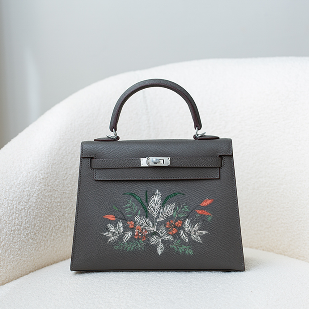 Handcrafted Genuine Leather Women's Bag - 25cm Cumulonimbus Gray