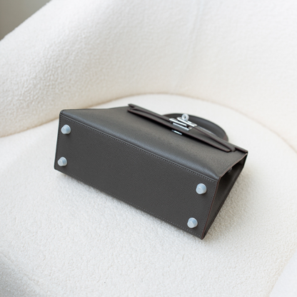 Handcrafted Genuine Leather Women's Bag - 25cm Cumulonimbus Gray