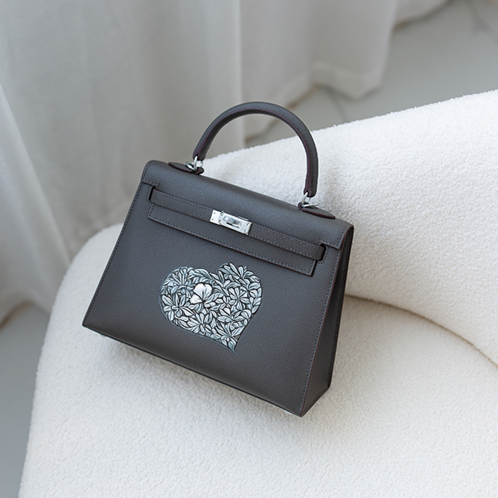 Handcrafted Genuine Leather Women's Bag - 25cm Cumulonimbus Gray